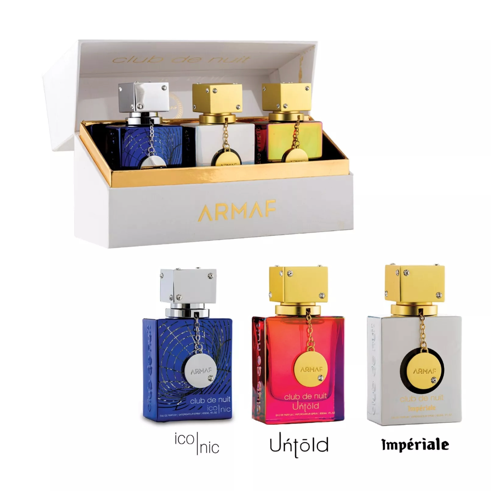 Armaf Club de Nuit Trio Eau De Parfum - Untold, Iconic & Imperiale 30ml Bottles (Pack of 3)