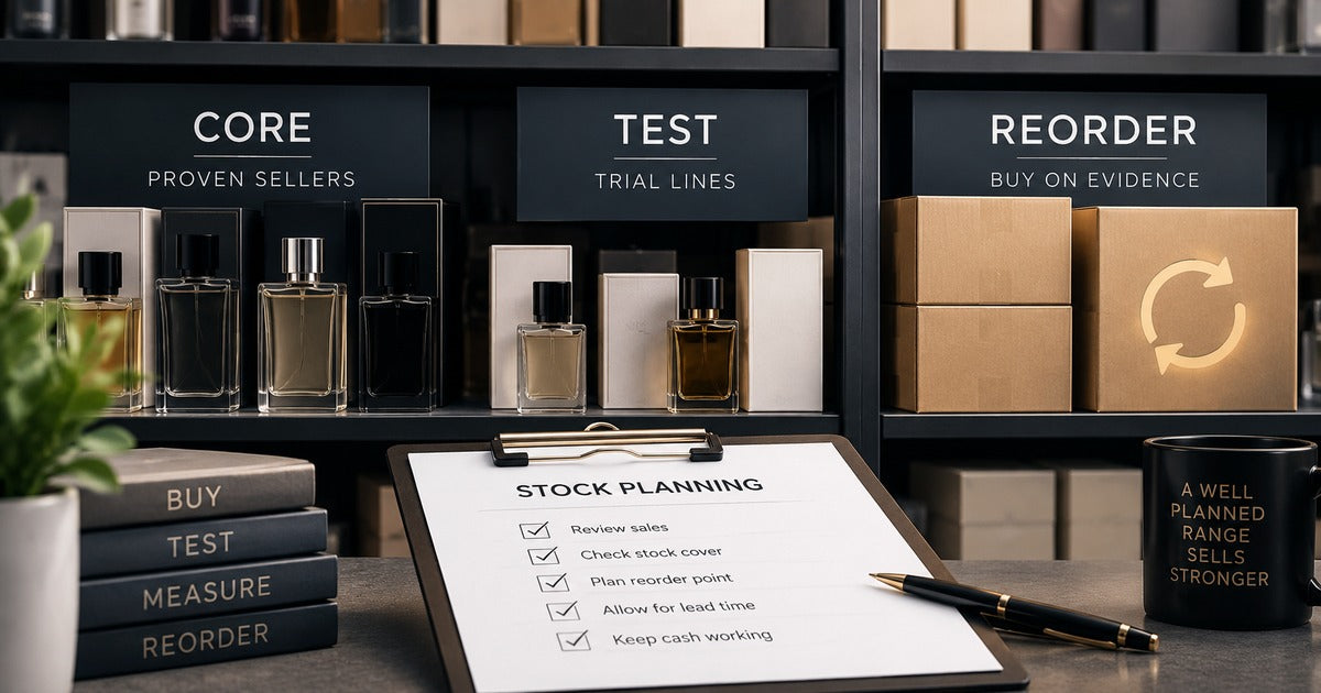 Mahsons Wholesale Trade Insights guide to perfume stock levels and reordering for UK retailers